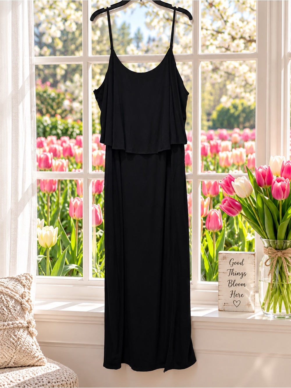 BONGO Black Spaghetti Strap Maxi Dress